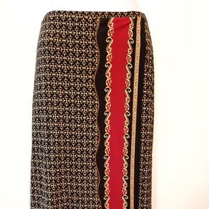 TALBOTS Size S Wrap Long Straight Skirt Black Brow